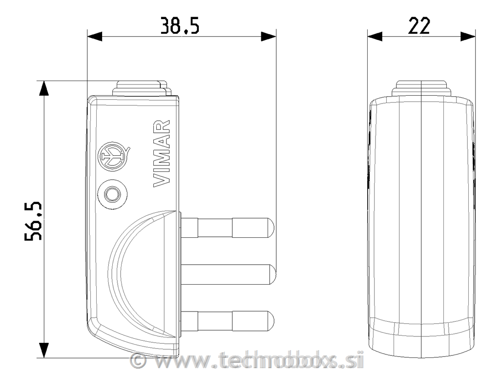 Vtikač 2P-E 90st. črn