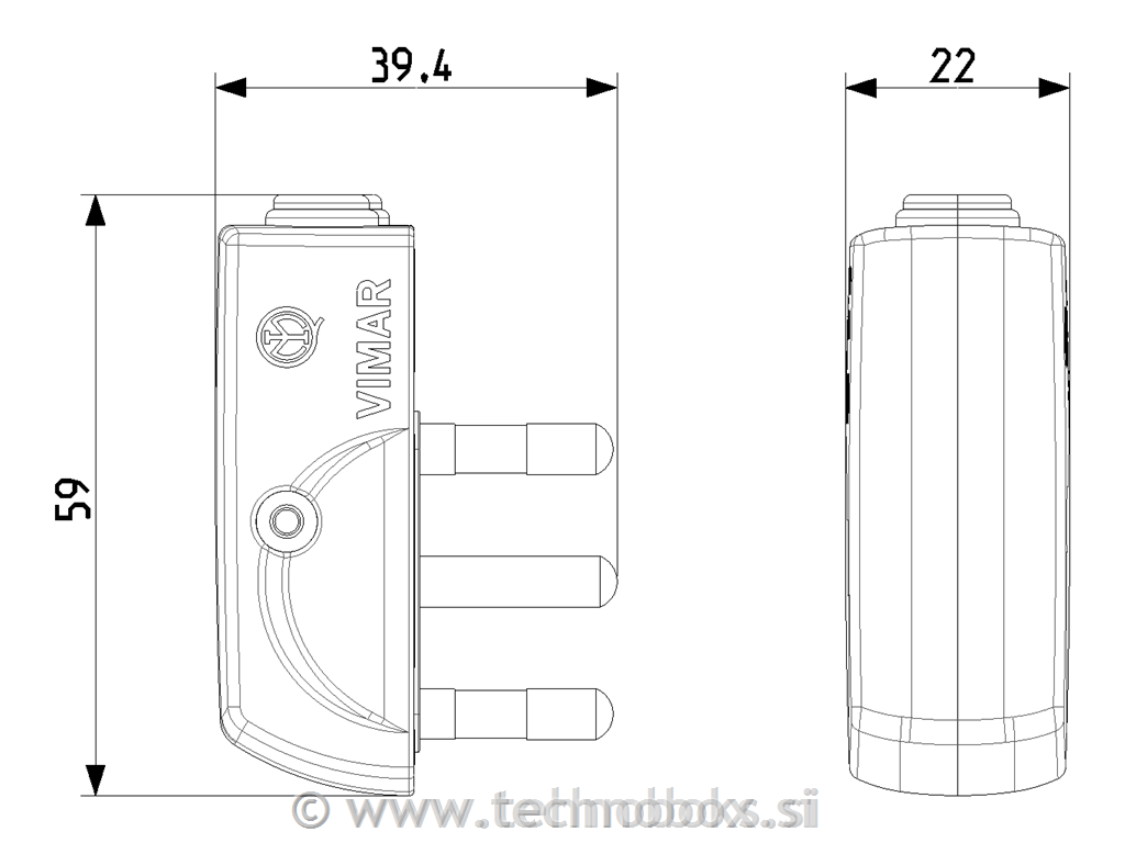 Vtikač 90 st. 16A črn