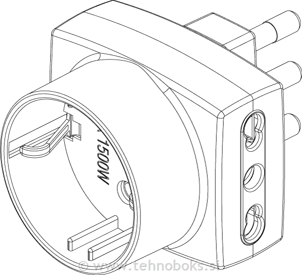 Multi-adapter S17 +2P17/11+P30 vtič. črn