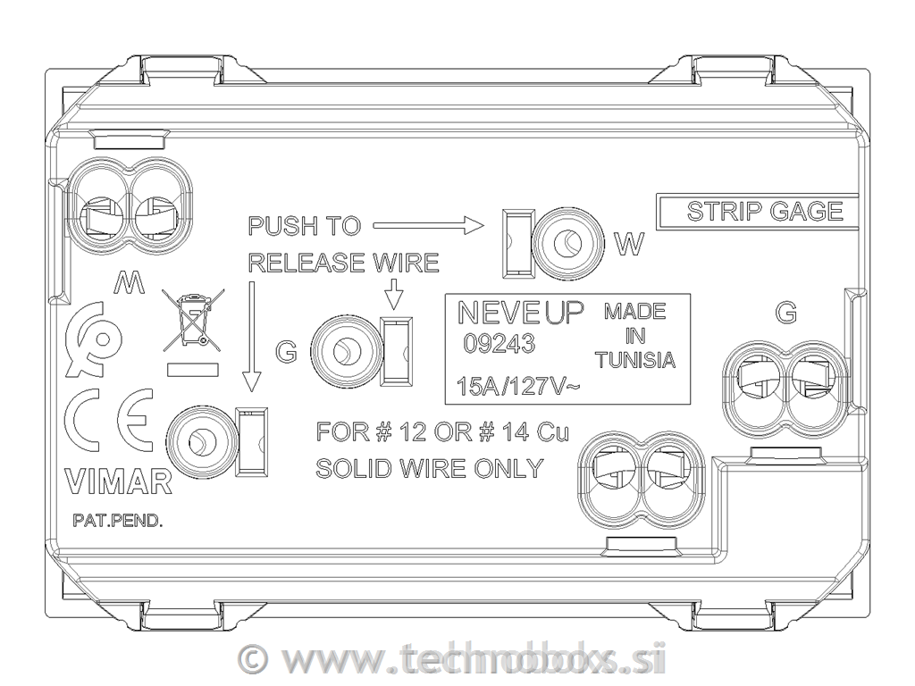 Vtičnica dvojna 2P+E15A USA bela