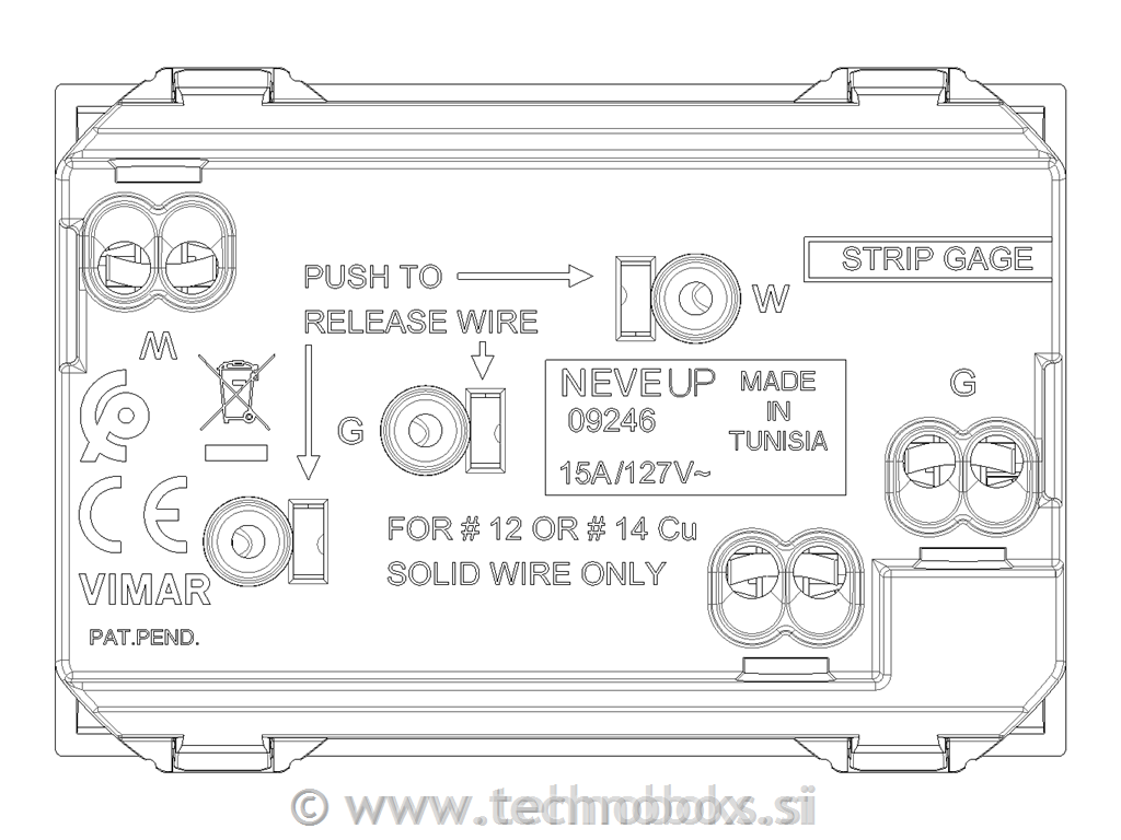 Vtičnica dvojna 2P+E 15A USA bela