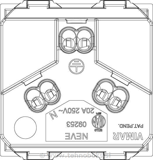 Vtičnica 2P+E 20A argentinska bela