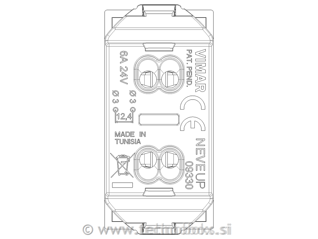 Vtičnica 2P 6A 24V SELV bela