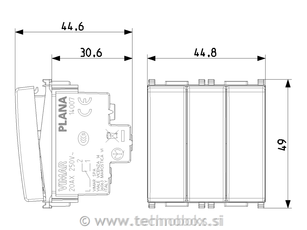 Stikala izmenično 3x1M 20AX 14007