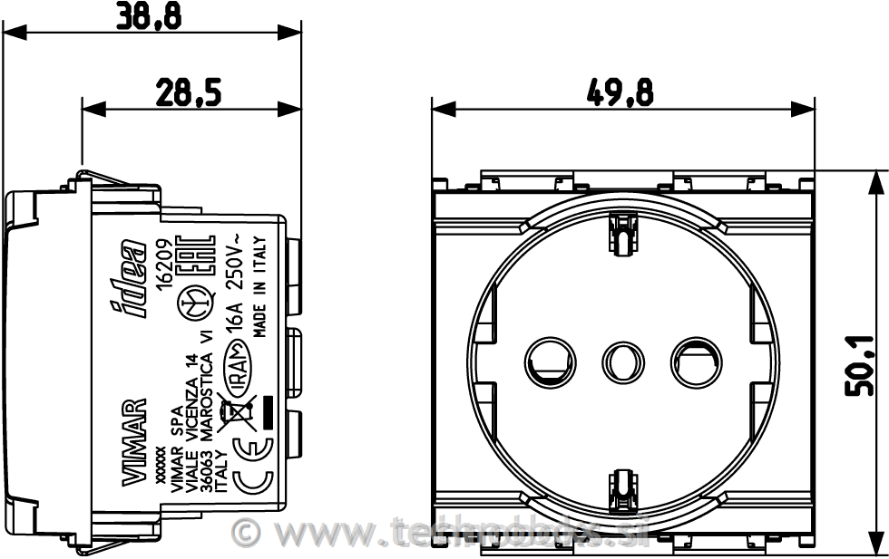 Vtičnica 2M modul 16209