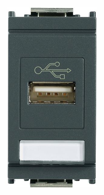 Vtičnica 1M USB antracit