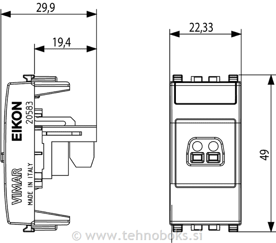 Vtičnica 1M z konektor.za mikrofon 20583