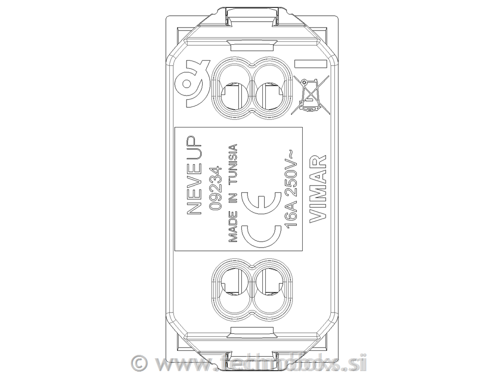 Vtičnica šuko 2P 16A USA+EU o4,8mm karb.