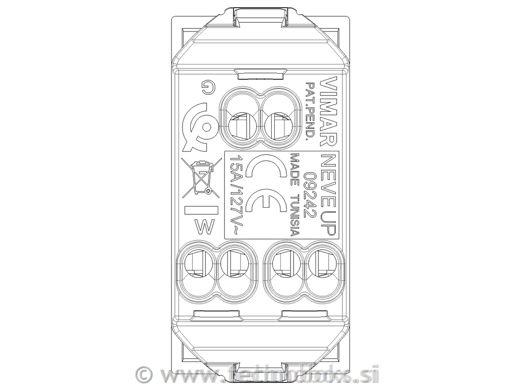 Vtičnica 2P+E 15A USA šuko vtičnica karb