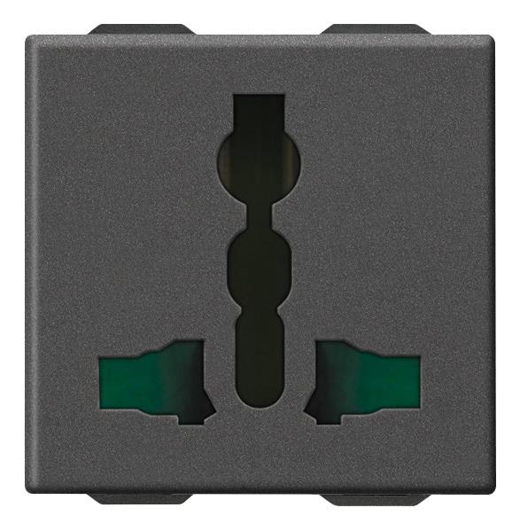 Vtičnica multistandard 2P+E13A karb. mat