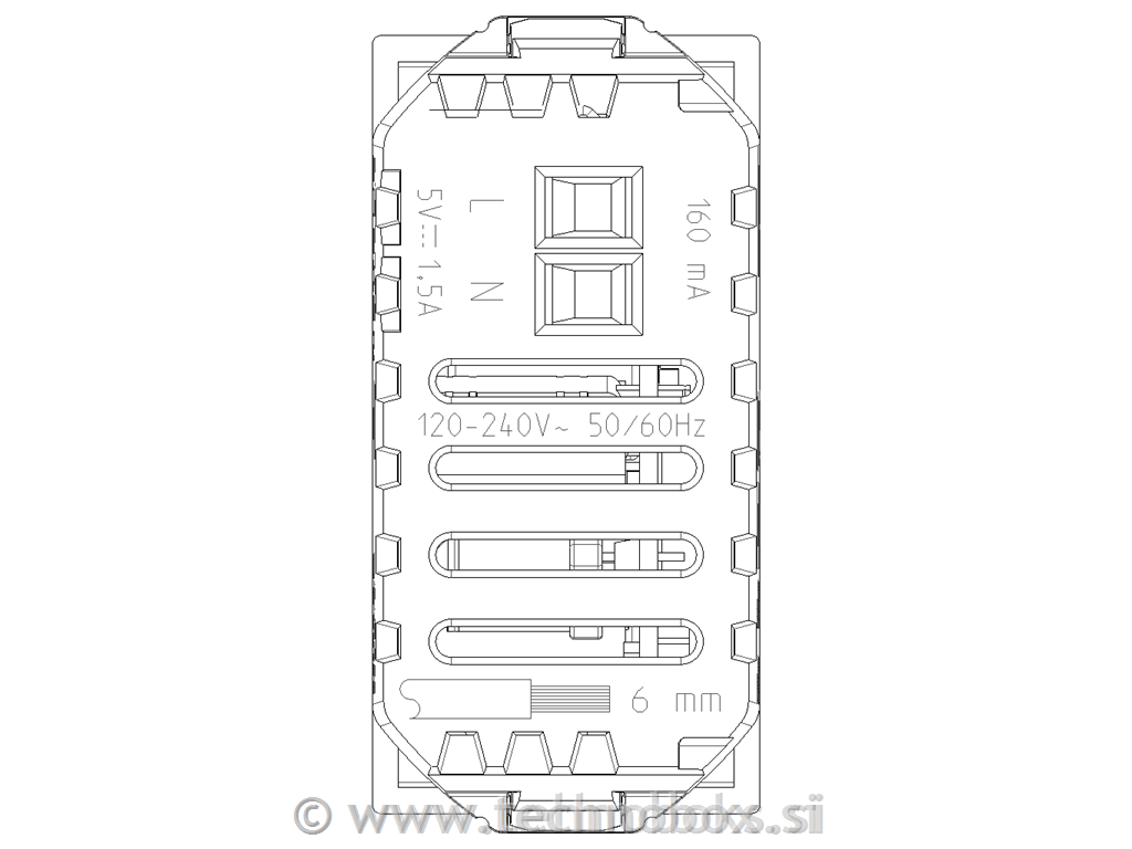 Vtičnica USB-C 5V 1,5A 1M karbon. mat