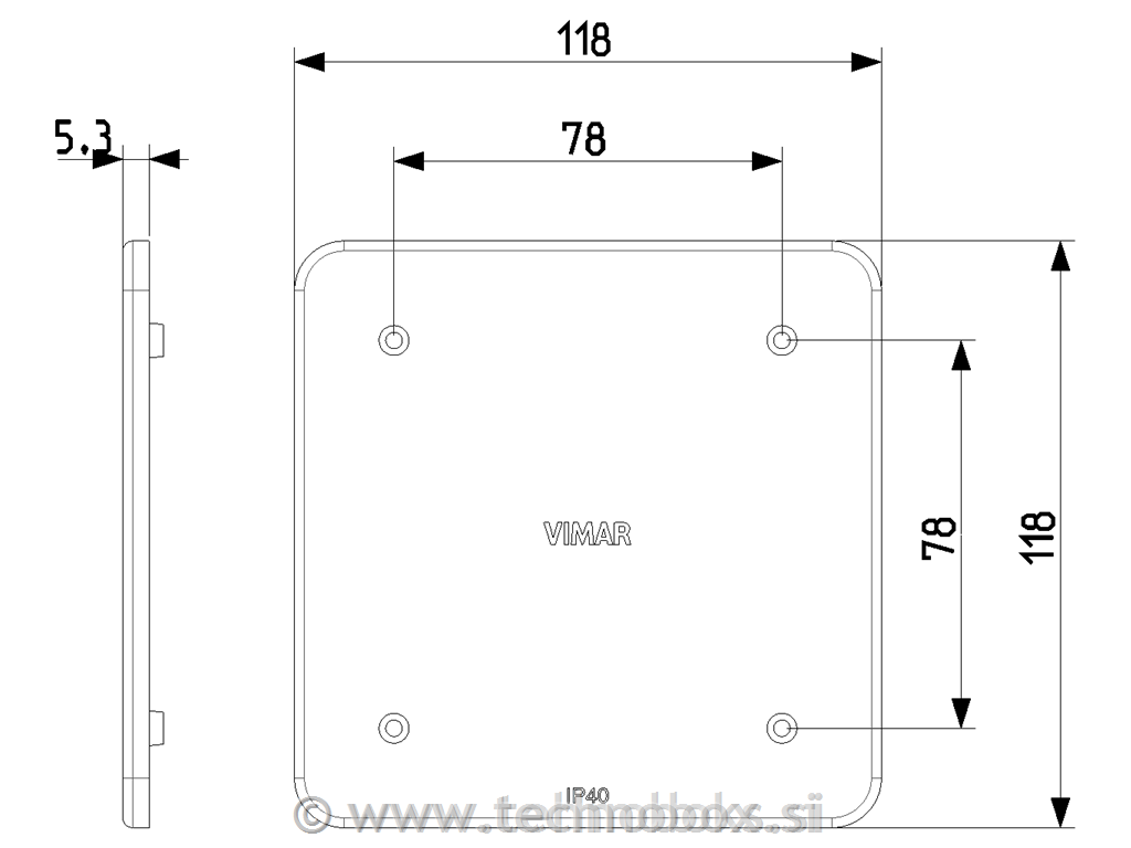 Zaščitni pokrov za dozo 92x92mm beli
