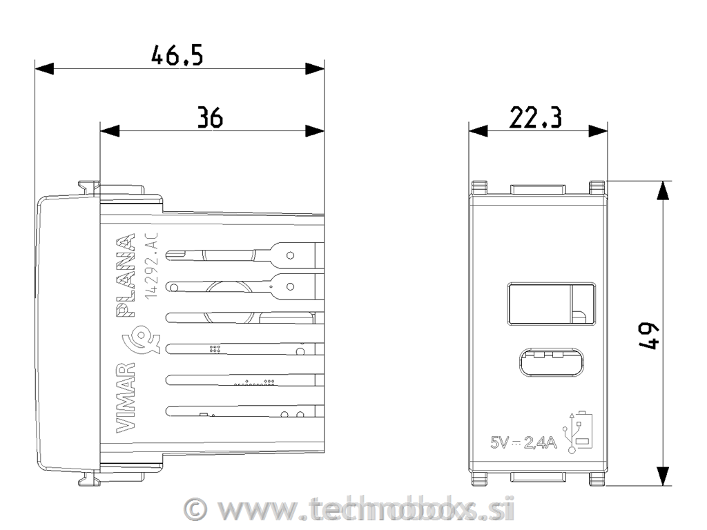 Vtičnica USB A+C 5V 2,4A 1M 14292.AC