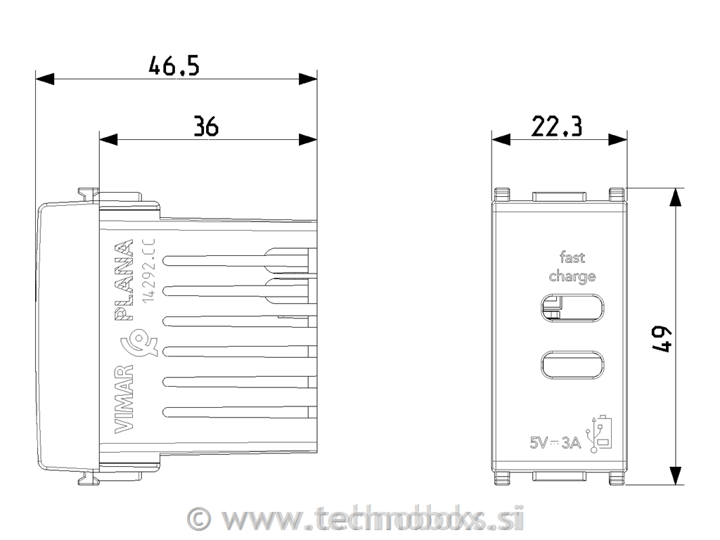 Vtičnica USB 5V 3A 1M C+C 14292.CC