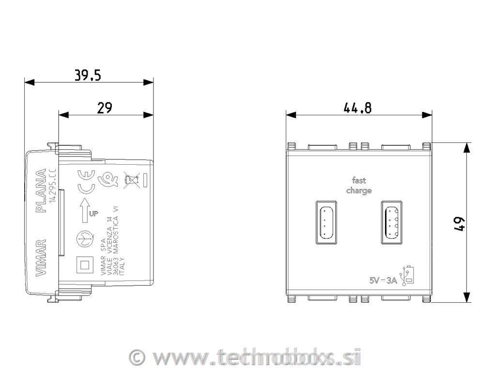 Vtičnica USB 2M C+C 5V 3A 14295.CC beli