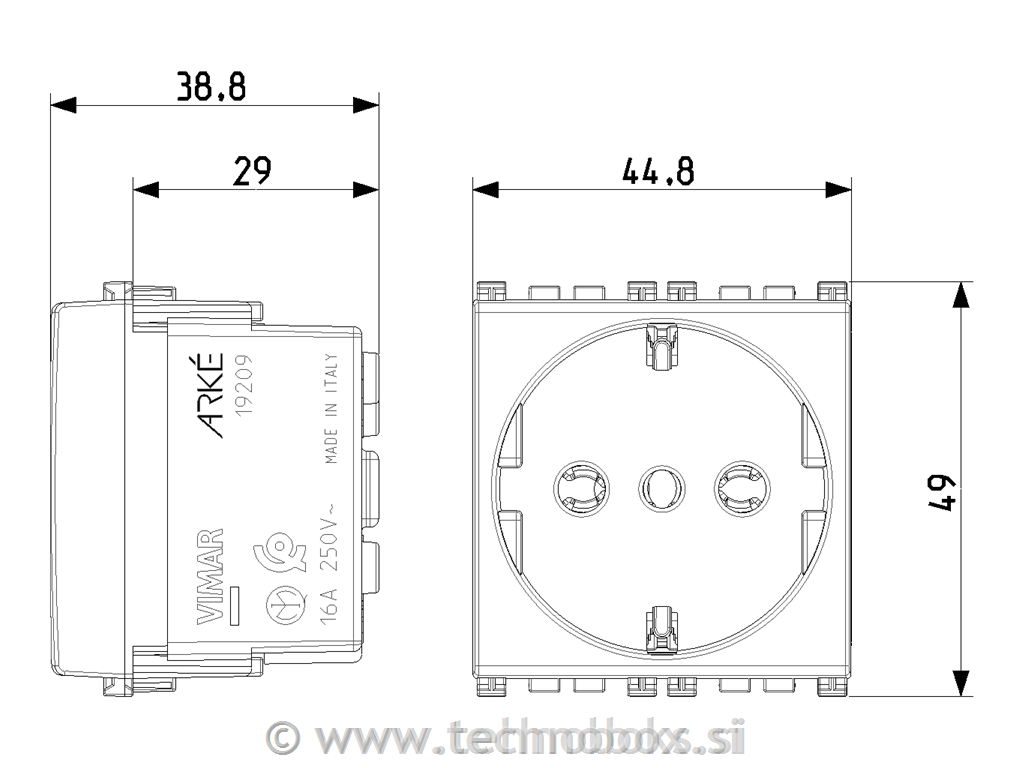 Vtičnica šuko 2M ARKE rdeča 19209.R