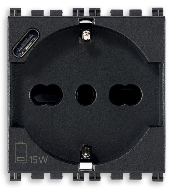 Vtičnica šuko+USB 2M ARKE siva 19210.US