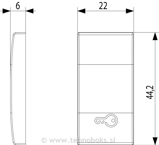 Tipka stkala 1M simbol ključ srebrna