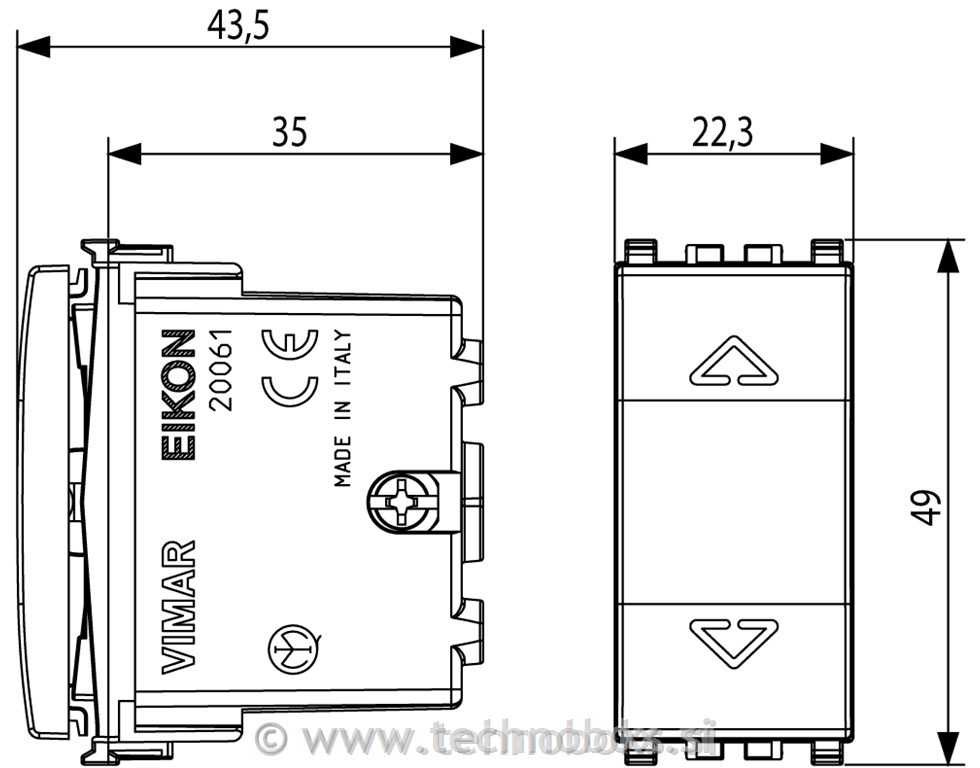 Tipkalo 1-0-2 za rolete s pušč. 20061.B