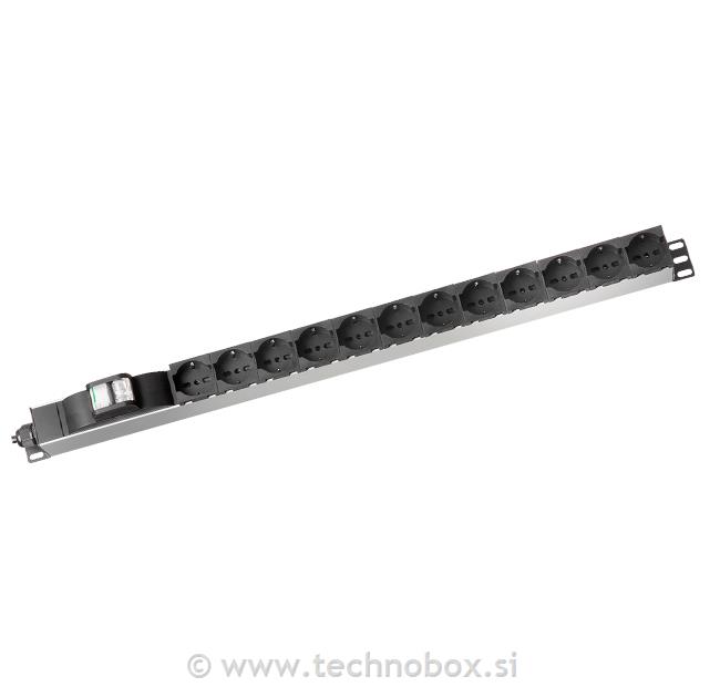 Razdelilec 48cm 1U 12x220 2P+N črn