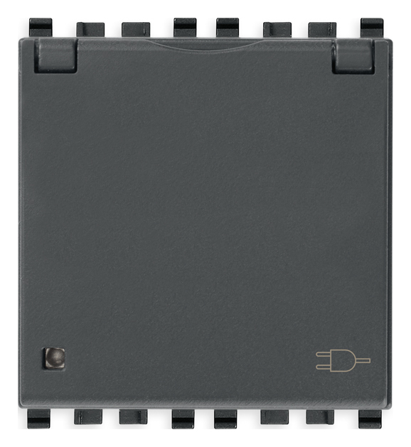 Vtičnica s pokrovom 2M siv 20208.C