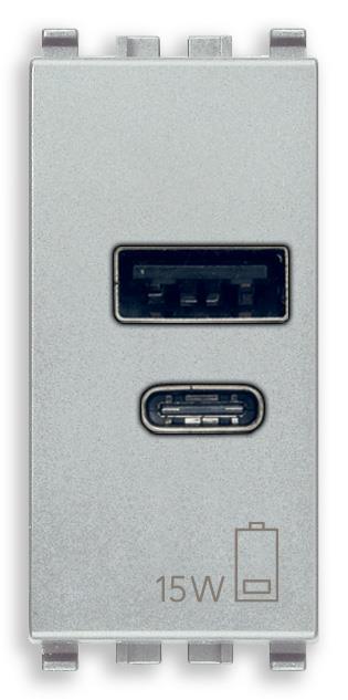 Vtičnica USB 5V A+C 3A 1M srebrna