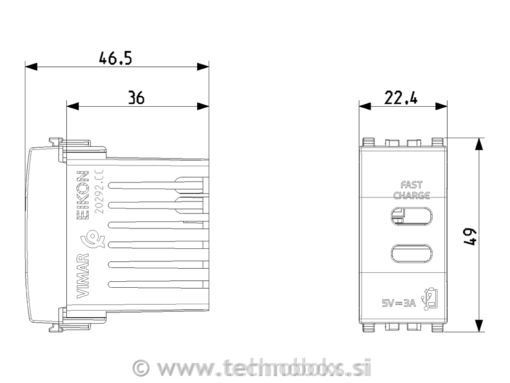 Vtičnica USB 5V 3A C+C 1M črna 20292.CC