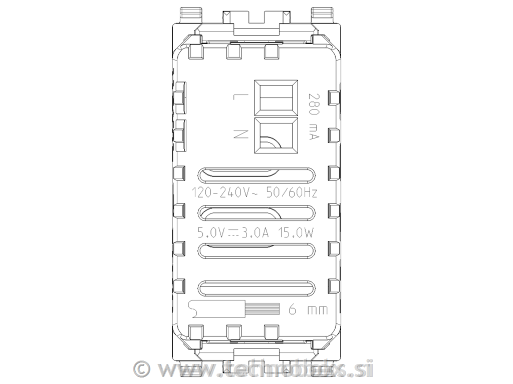Vtičnica USB 5V 3A C+C 1M črna 20292.CC
