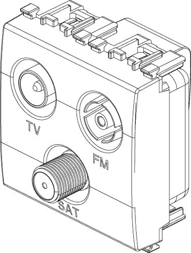 Vtičnica 2M TV+FM+SAT(coax) - bela
