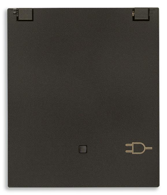 Vtičnica šuko 2P+E 16A 2M s pokrov. črna