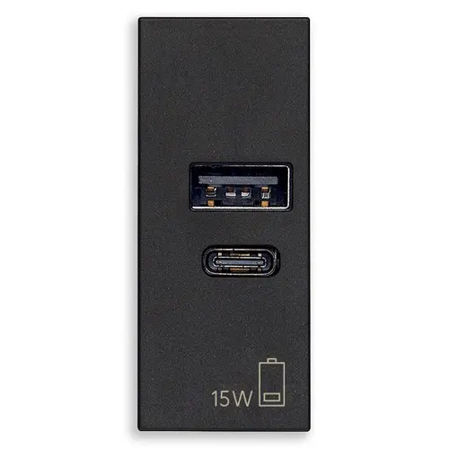 Vtičnica USB A+C 5V 3A 1M črn LINEA