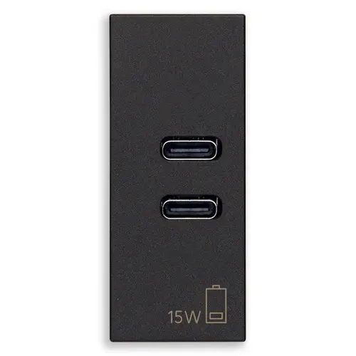 Vtičnica USB C+C 5V 3A 1M črn LINEA