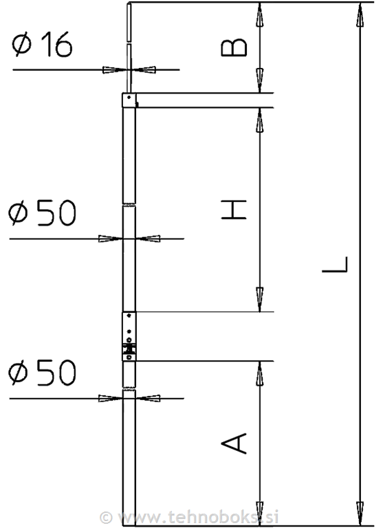 Izolirana lovil. palica za vodnik 4000mm
