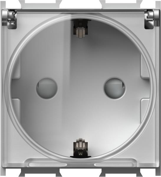 Vtičnica modul šuko 250V s pokr.sreb-pro