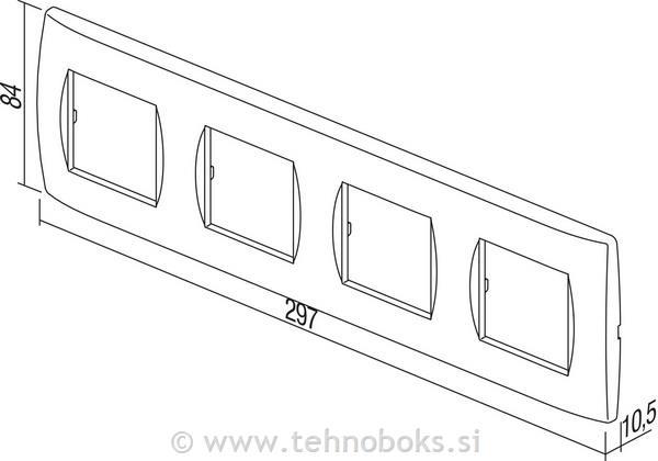 Okvir okrasni modul soft 4x2M bel