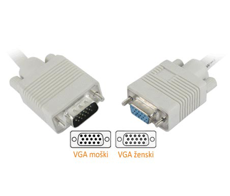 Podaljšek SVGA 15M-15Ž 1,8m s feritom