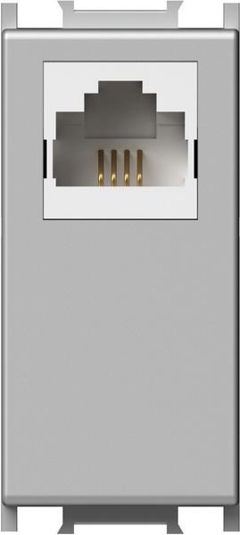 Vtičnica modul telef. RJ11 6/4 1M srebrn