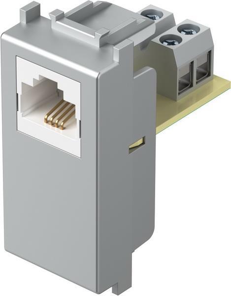 Vtičnica modul telef. RJ11 6/4 1M srebrn