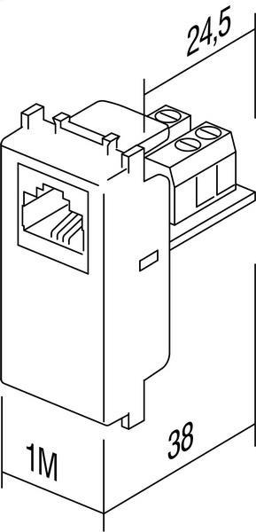 Vtičnica modul telef. RJ11 6/4 1M srebrn