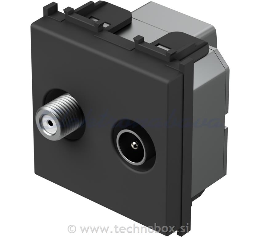 Vtičnica modul TV-SAT 2M - koax črna