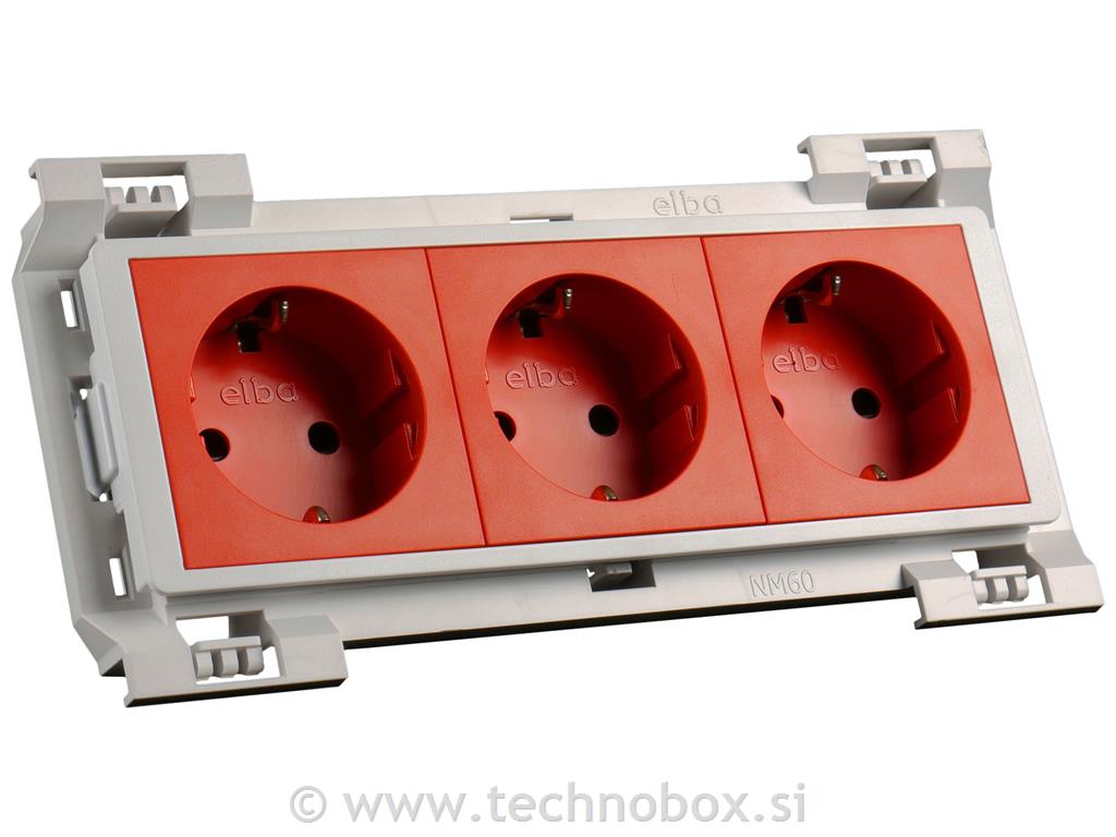 Vtičnica AT mod SET 3xšuko 6M rdeča