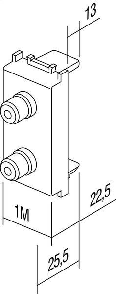 Vtičnica modul AUDIO 2xRCA 1M bela