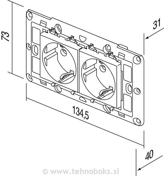 Vtičnica za parapetni kanal 2X2P TEM