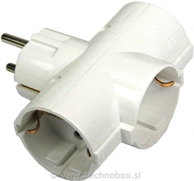 Razdelilec euro šuko trojni bel