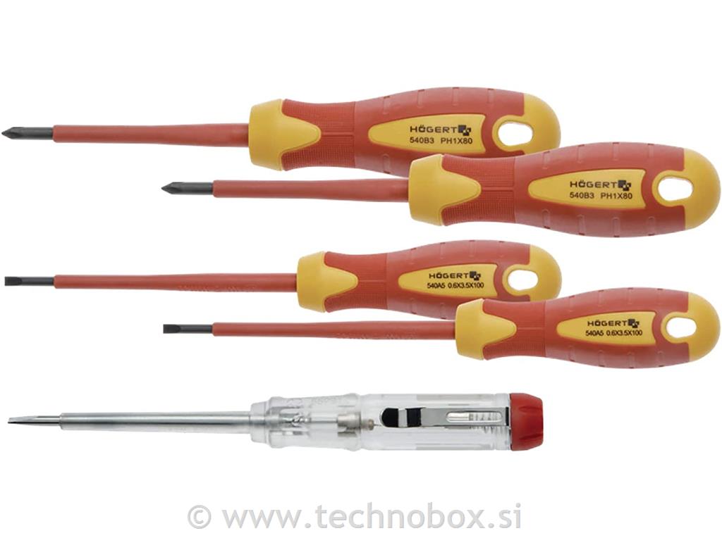 Izvijači SET 5 delni z preizkuševalcem