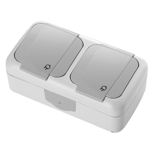 Vtičnica n/o šuko dv. horiz PALMIYE bela