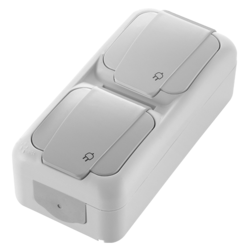 Vtičnica n/o šuko dvojna+E vert. siva