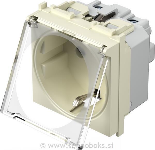 Vtičnica modul šuko 250V s pokr.bež-pro