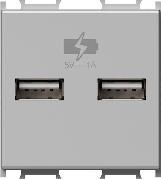 Vtičnica modul USB 5V/1A 2M srebrna