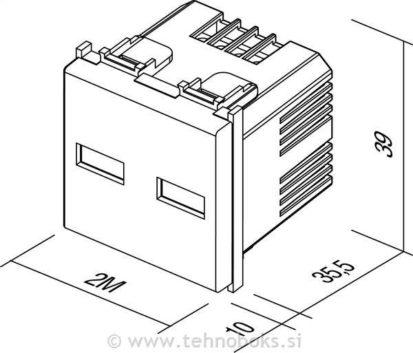 Vtičnica modul USB 5V/1A 2M srebrna